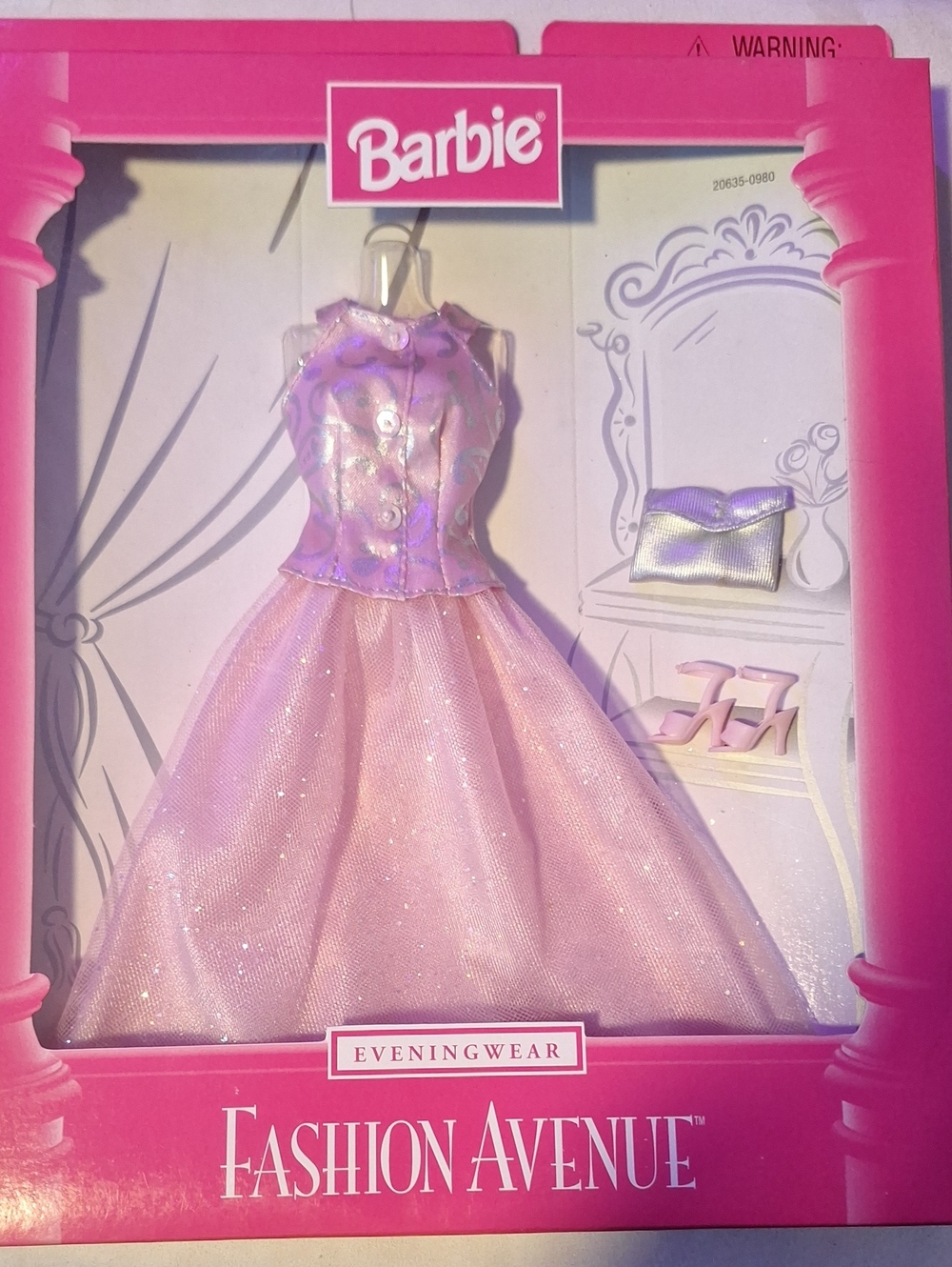 Vintage Barbie Pink and Lavender Sparkle Evening Wear Dress - NiB